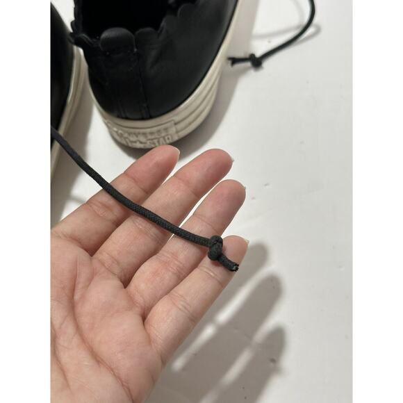 CONVERSE CT All Star Ox Womens Sz 7 Frilly Thrills Black Leather Scalloped Shoes - Picture 8 of 10